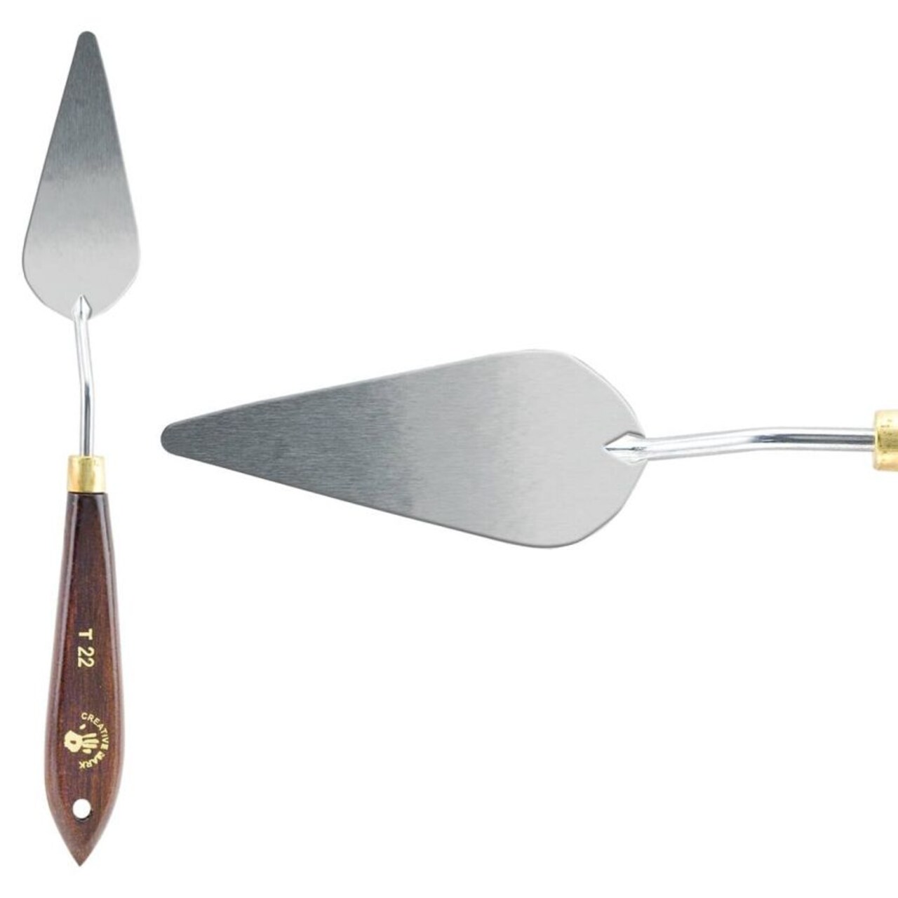 Creative Mark Stainless Steel Palette Knife Painting Tools - Paint Palette with Wooden Handle - Variety of Shapes and Sizes - 22T, 3-1/4 in